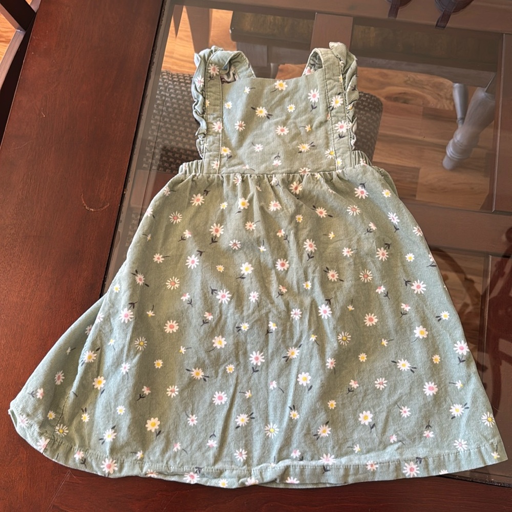 Angel Dear 18-24m corduroy green and floral dress